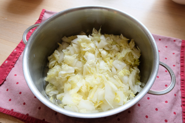 Wilted cabbage in pot