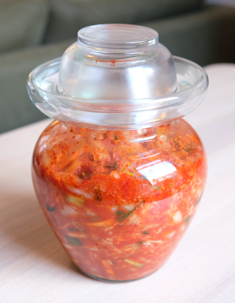 Kimchi in a chinese fermentation jar